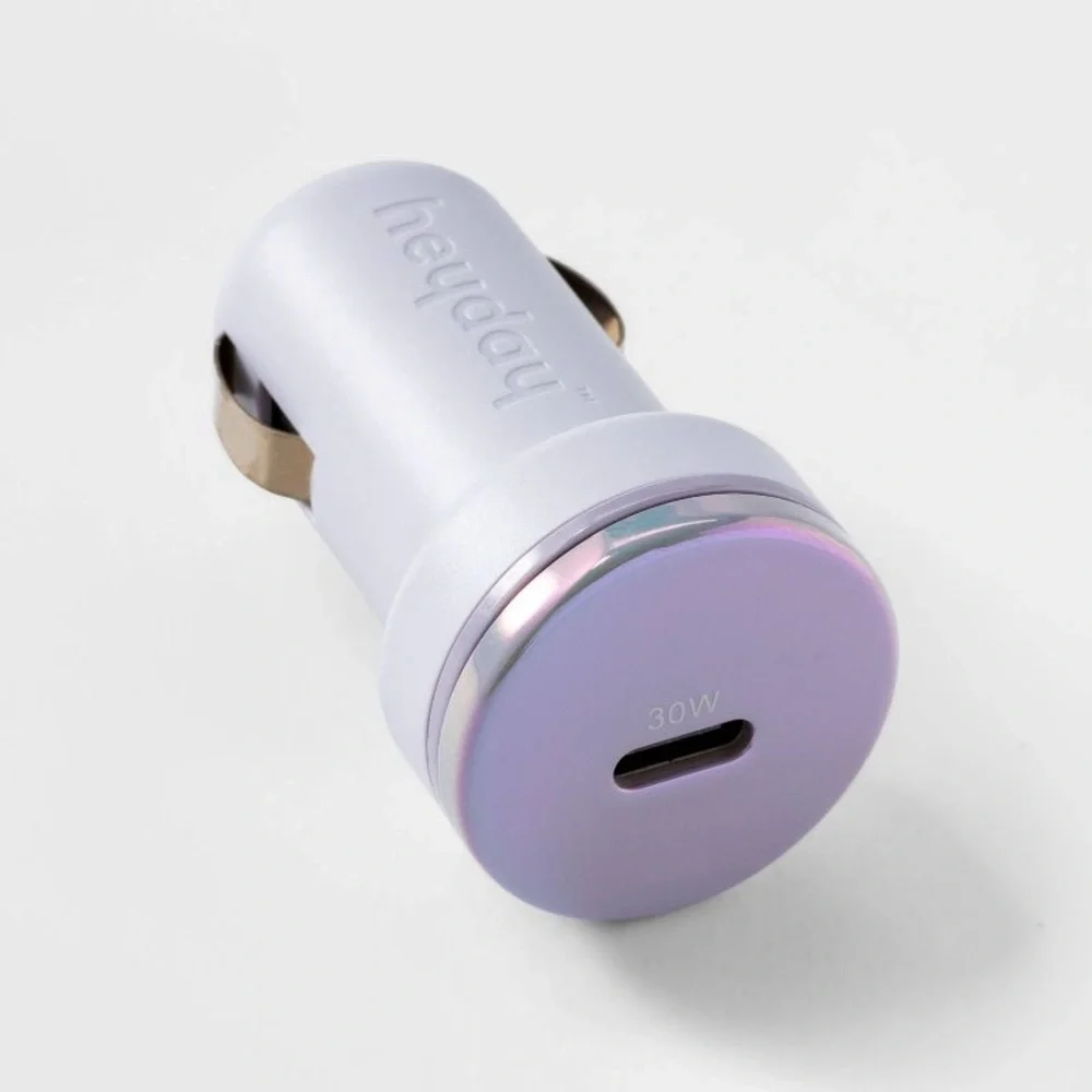 New Light Purple Single Port USB-C 30W Car Charger - Picture 2 of 3